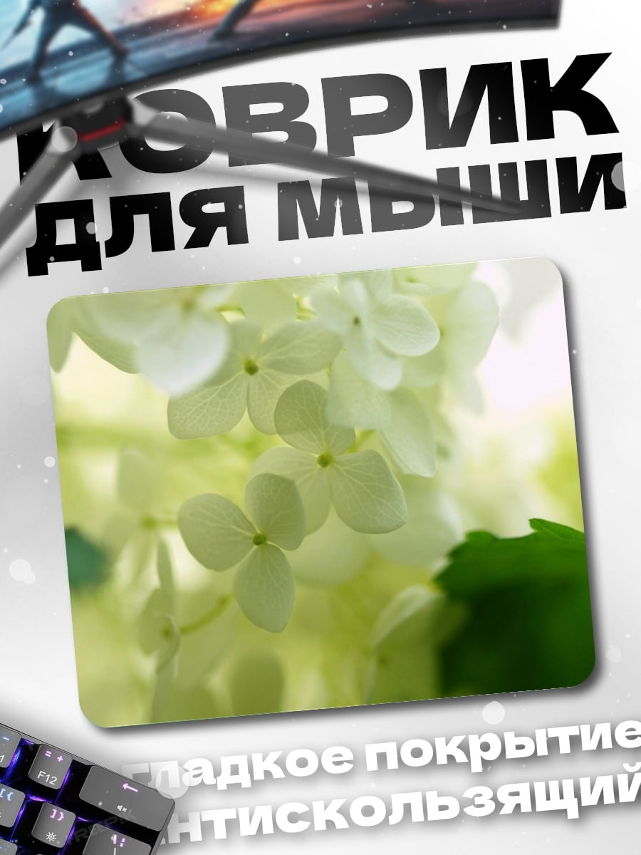 Коврик Белые цветы крупным планом
