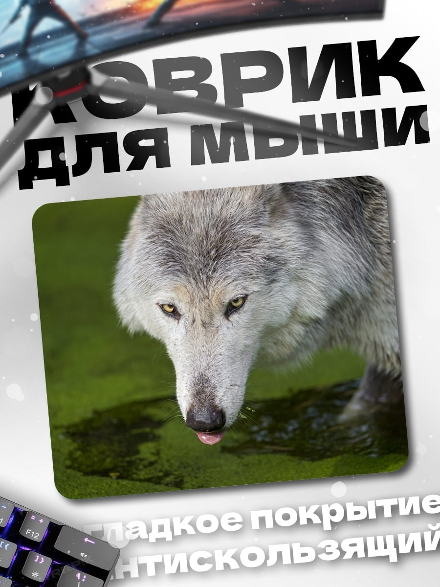 Коврик Волк у воды