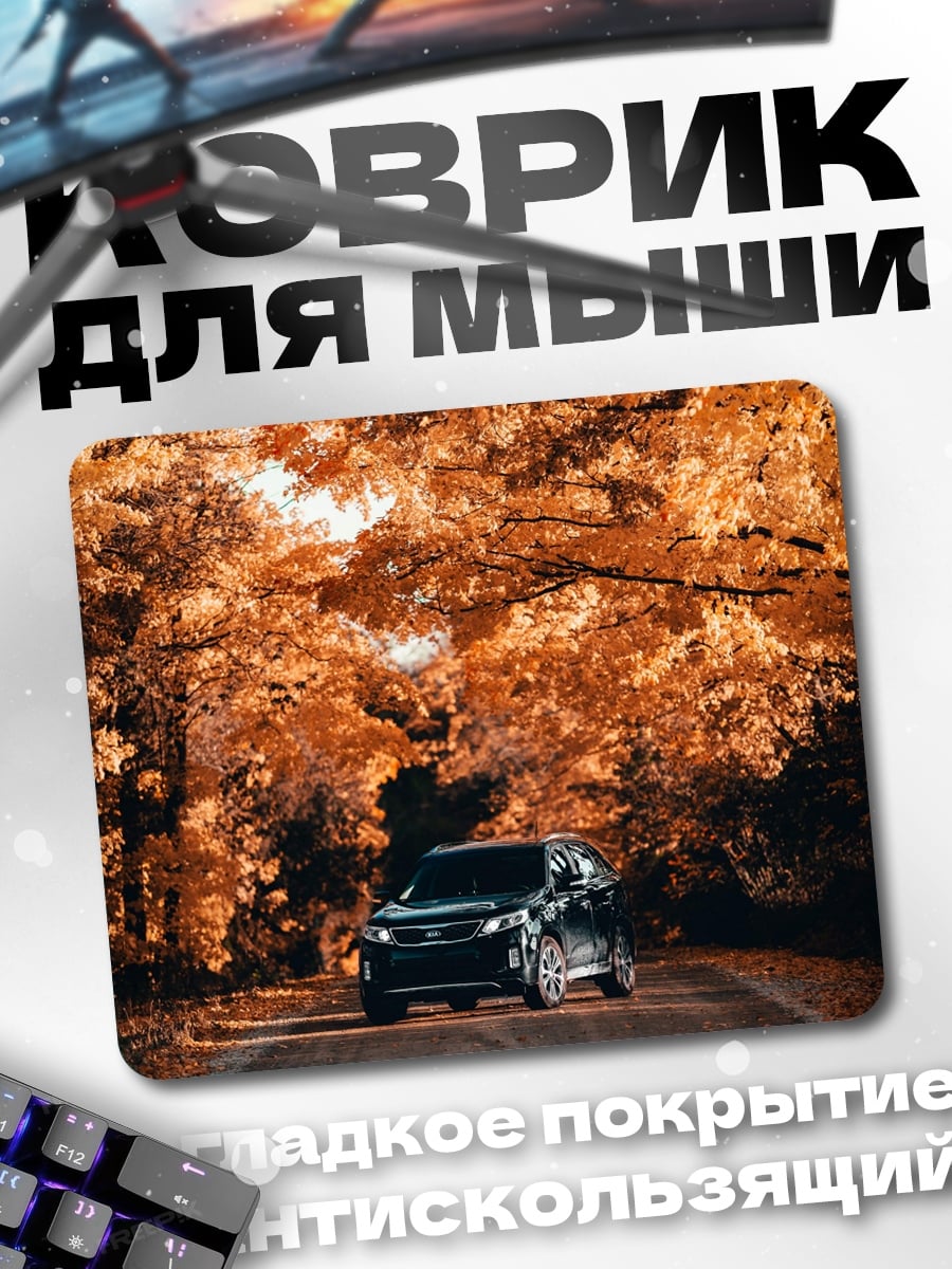 Коврик Автомобиль в осеннем лесу