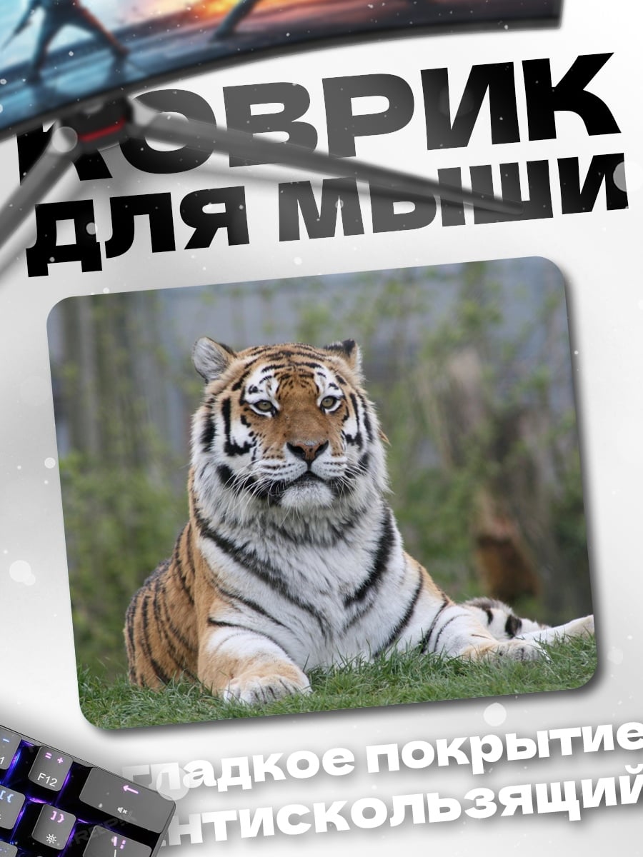 Коврик Тигр на траве