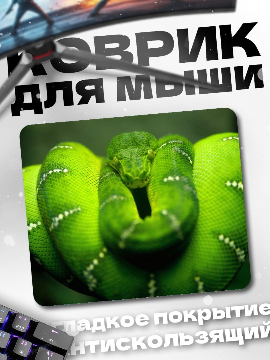 Коврик Зеленая змея на ветке