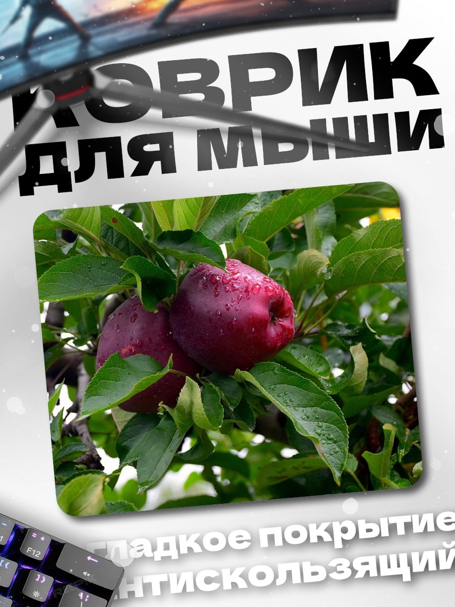 Коврик Красные яблоки ветка