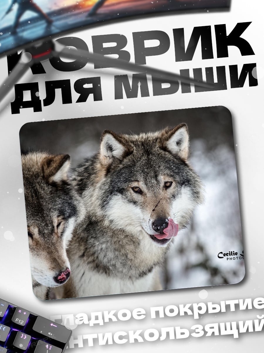 Коврик Два волка зимой