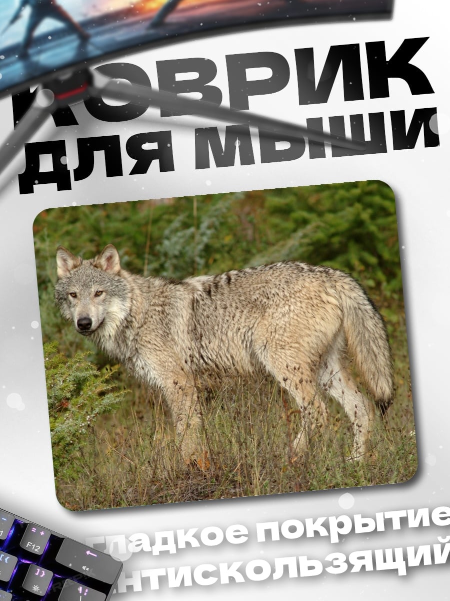 Коврик серый волк