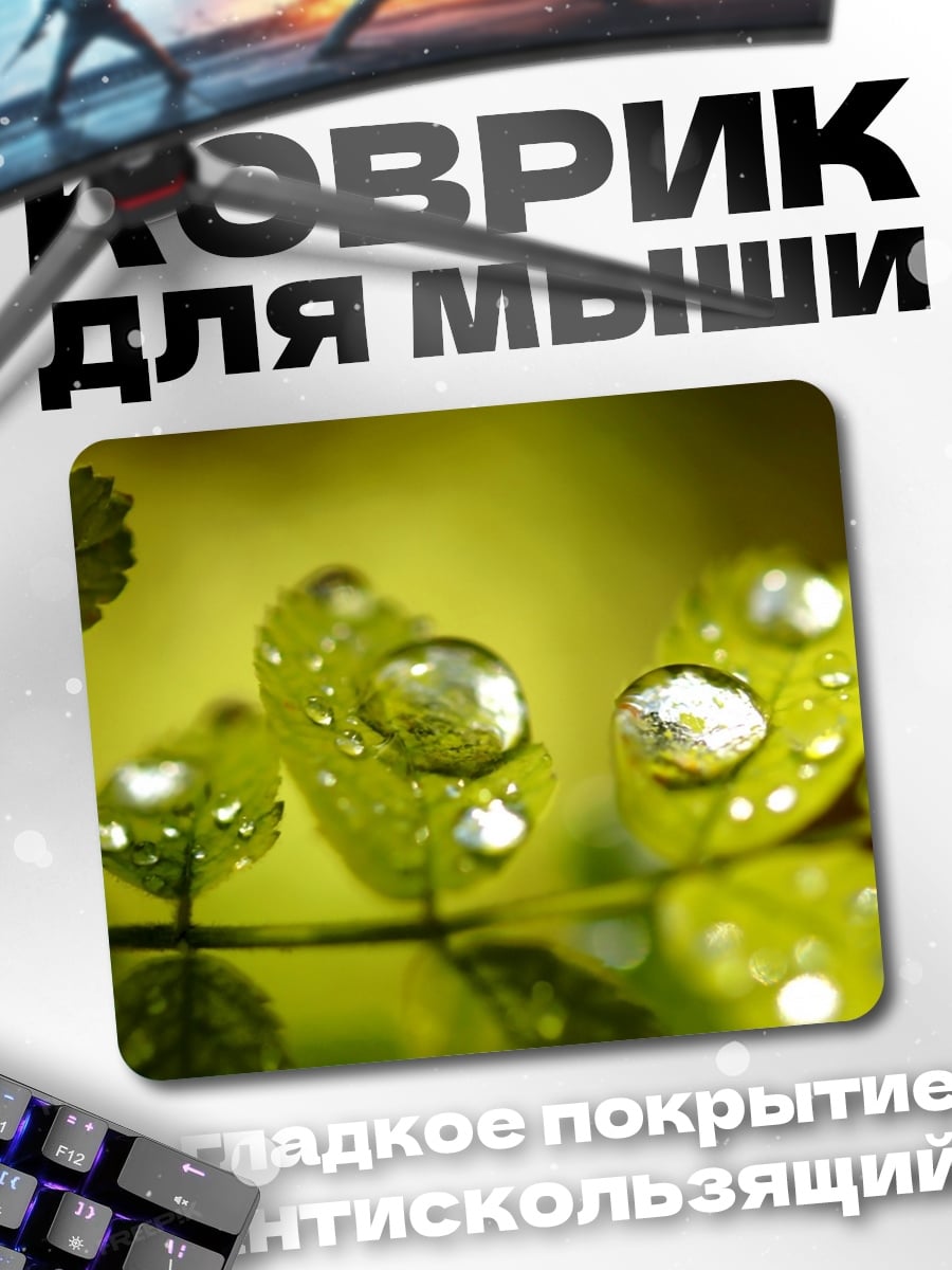 Коврик капли на листьях
