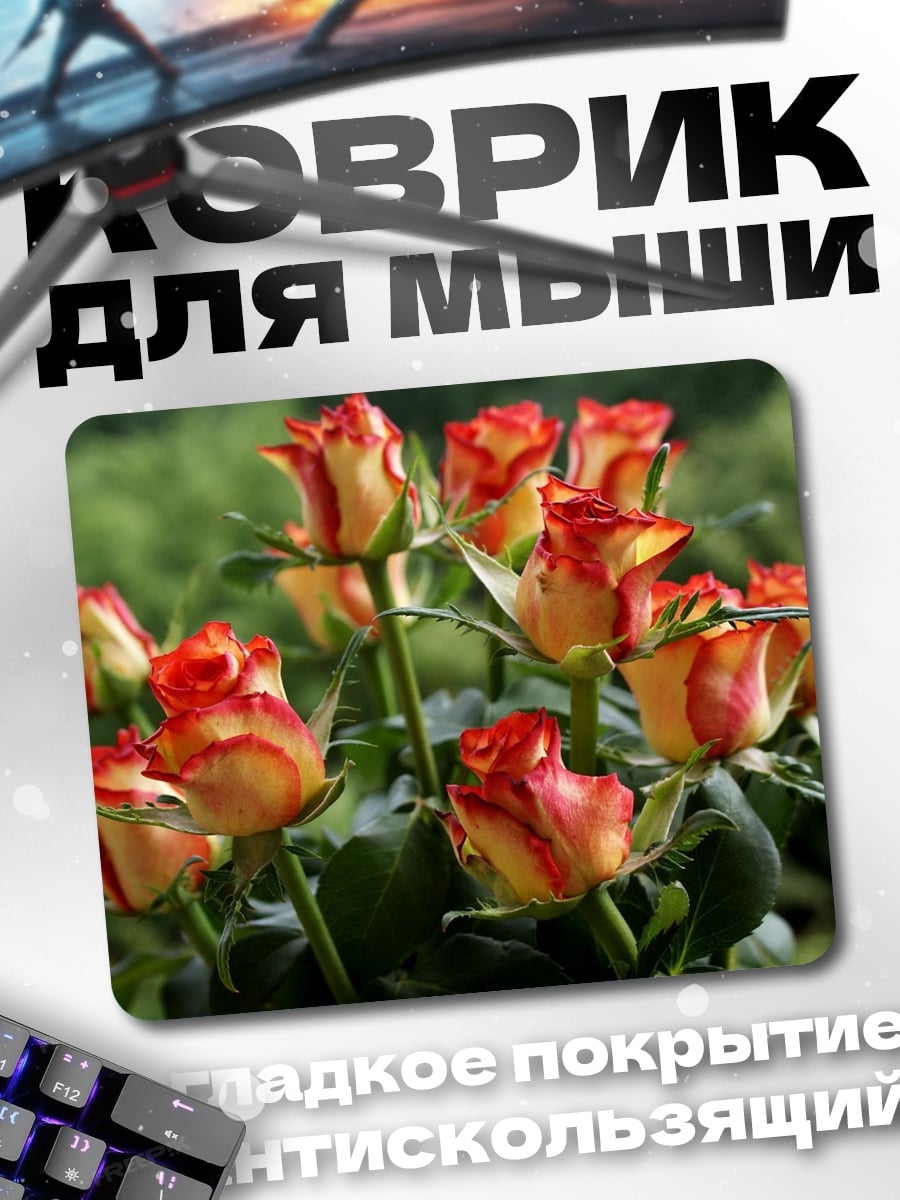 Коврик красные розы