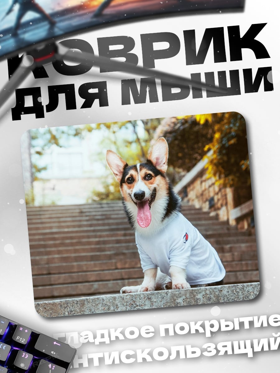 Коврик Корги в футболке