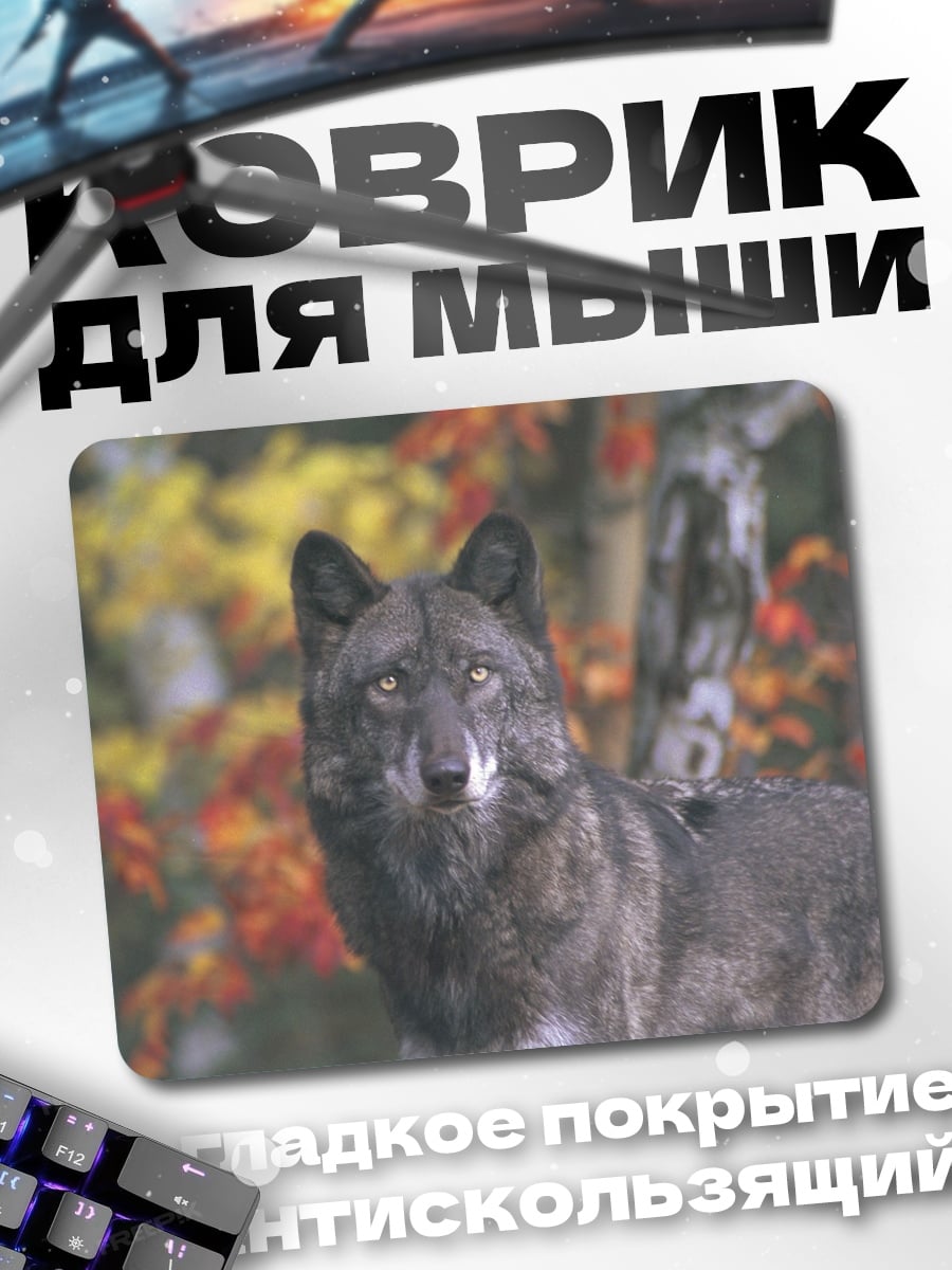 Коврик Волк в лесу