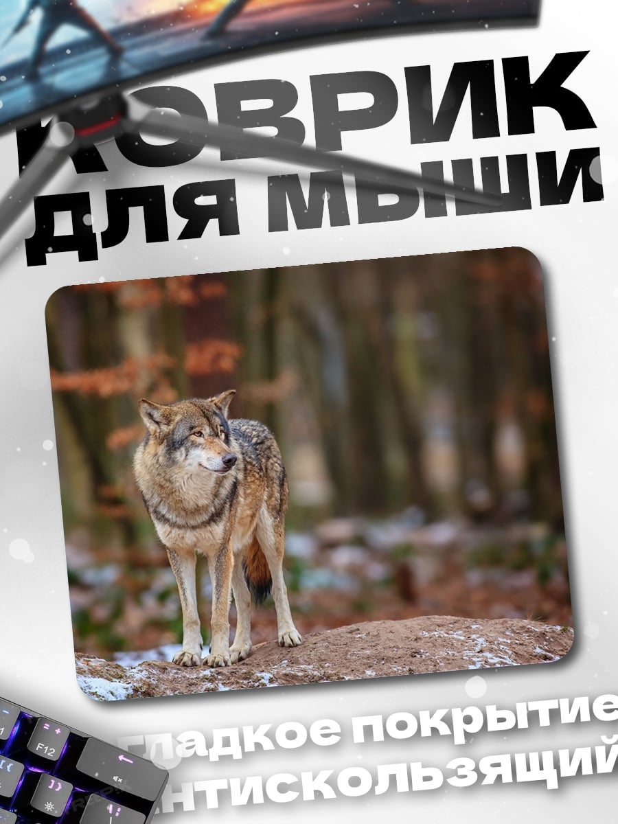 Коврик Волк Лес Зима