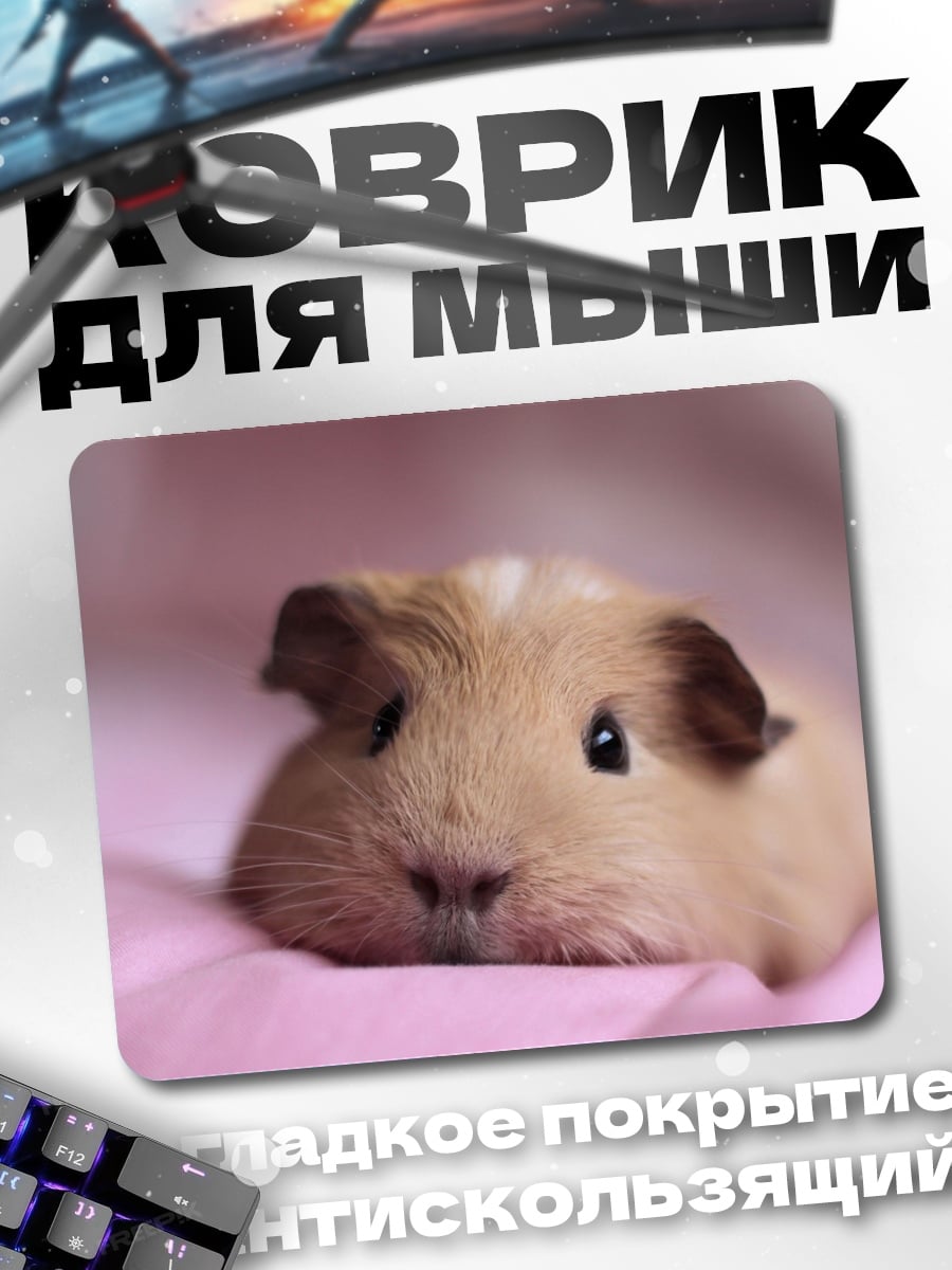 Коврик Морская свинка на розовом