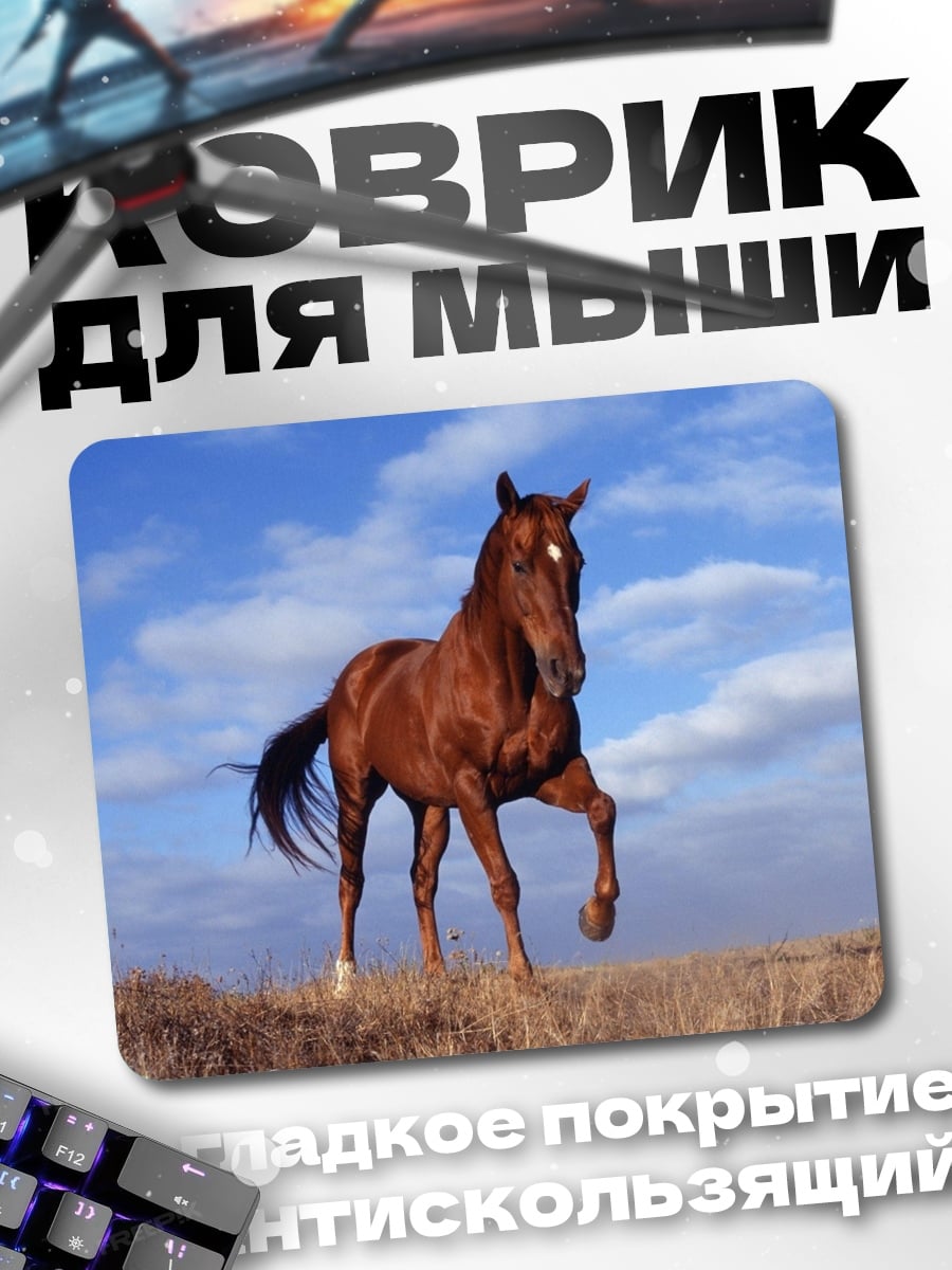 Коврик Рыжий конь на лугу