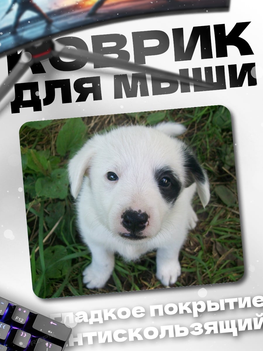 Коврик милый щенок в траве