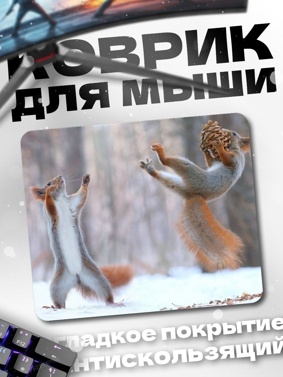 Коврик Белки в снегу