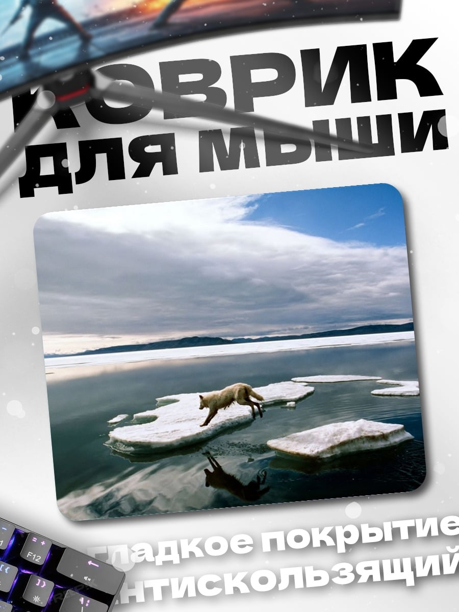 Коврик лиса прыгает лед