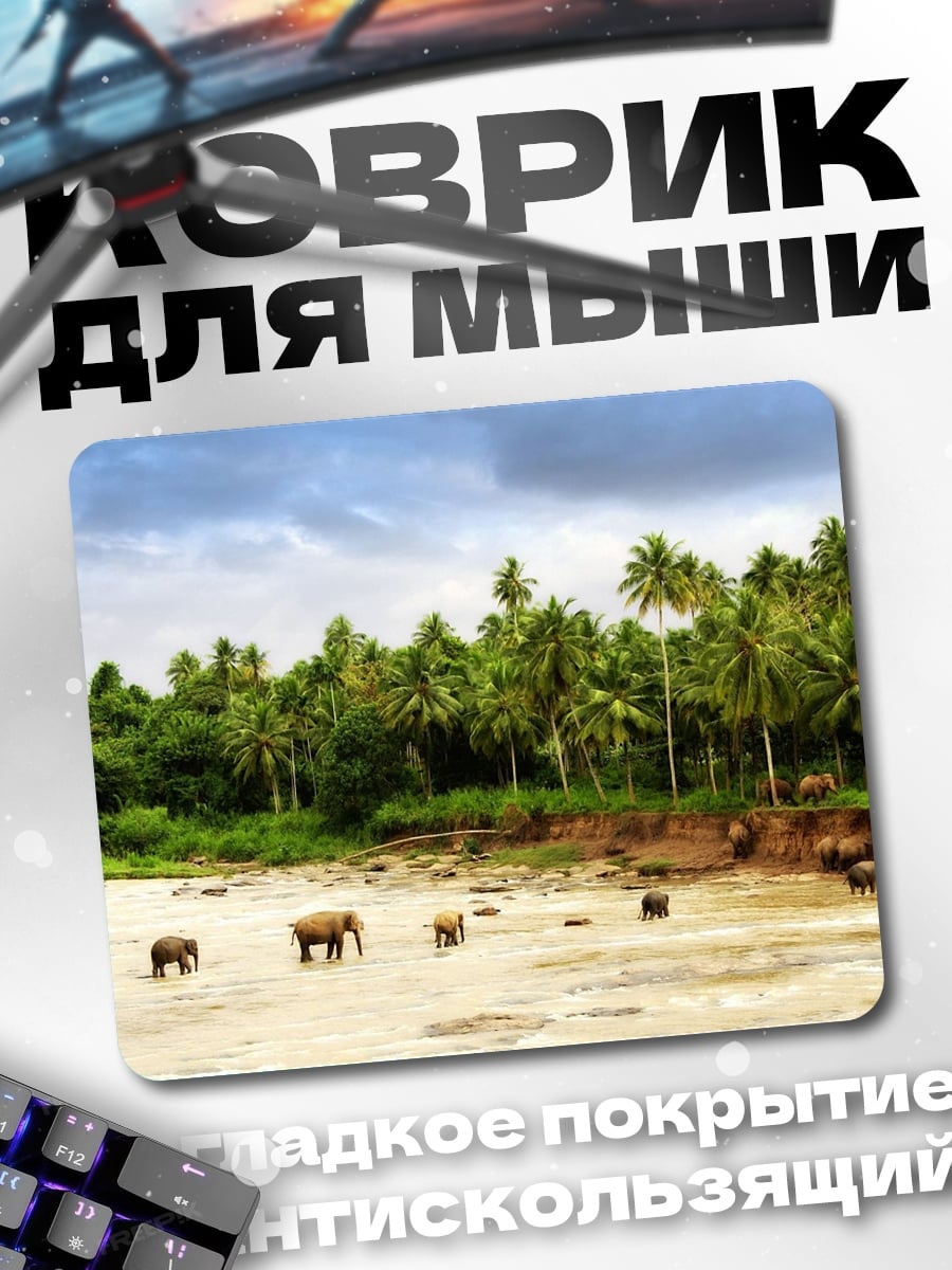 Коврик Слоны у реки