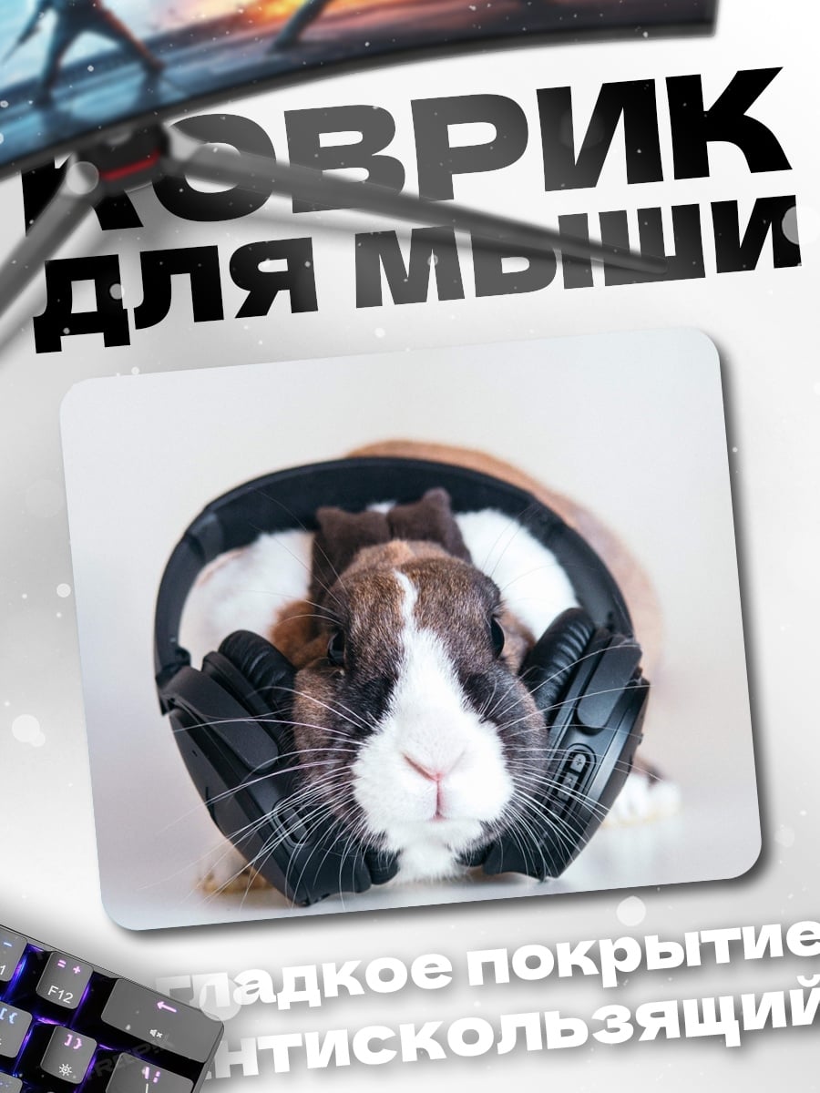 Коврик Морская свинка в наушниках