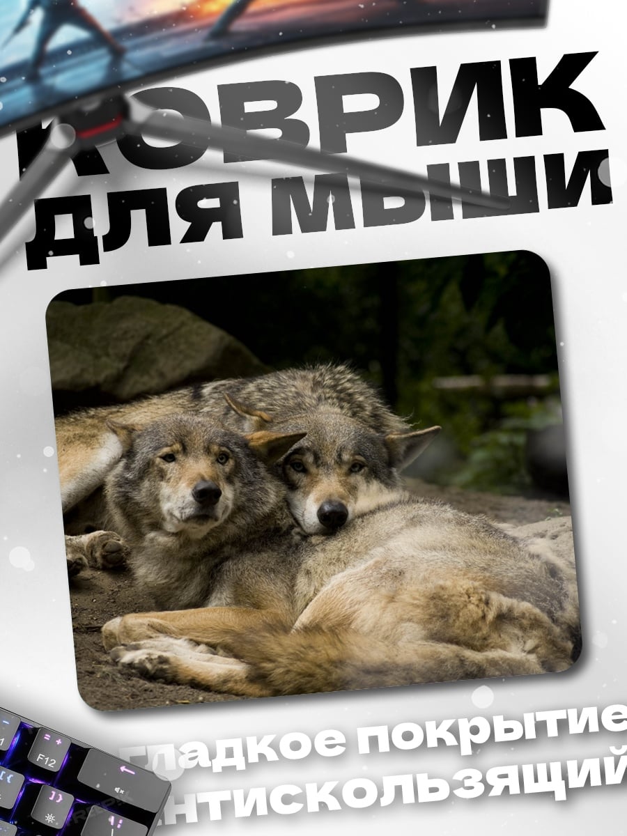 Коврик Два волка лежат