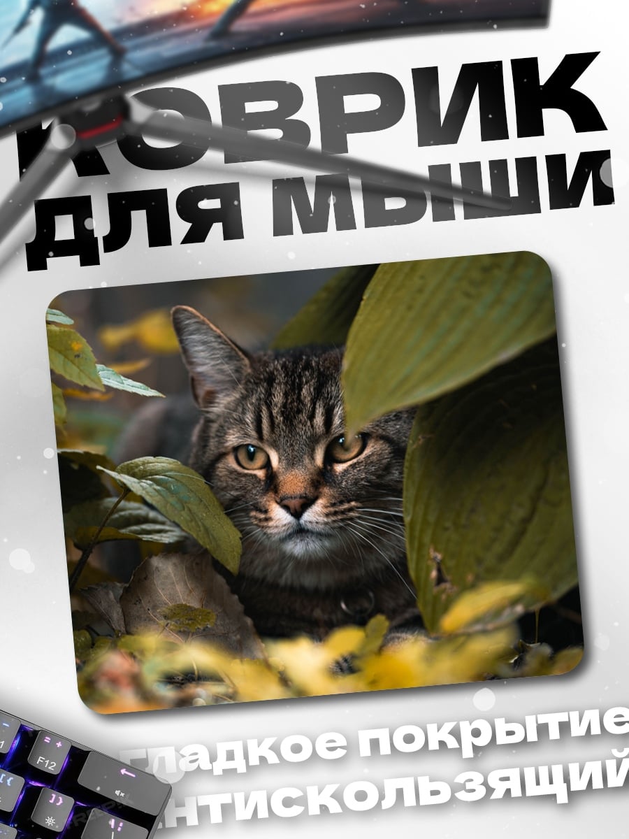 Коврик Кот в листве