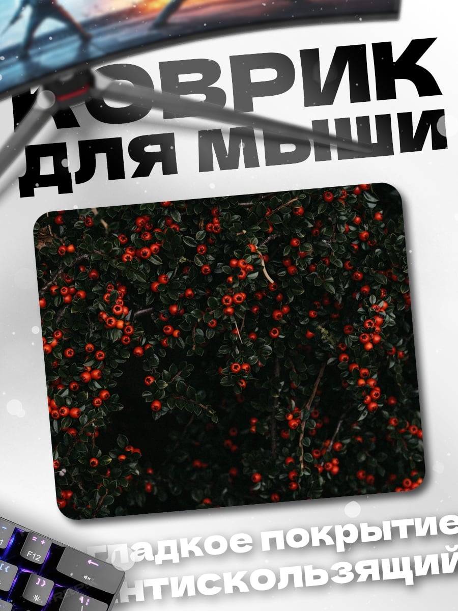 Коврик Красные ягоды на кусте