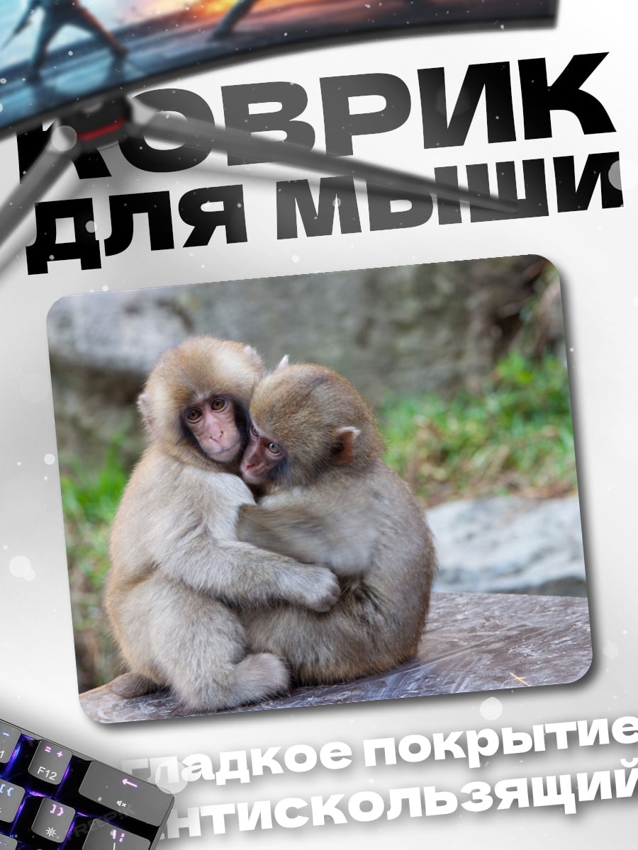 Коврик Две обезьяны обнимаются