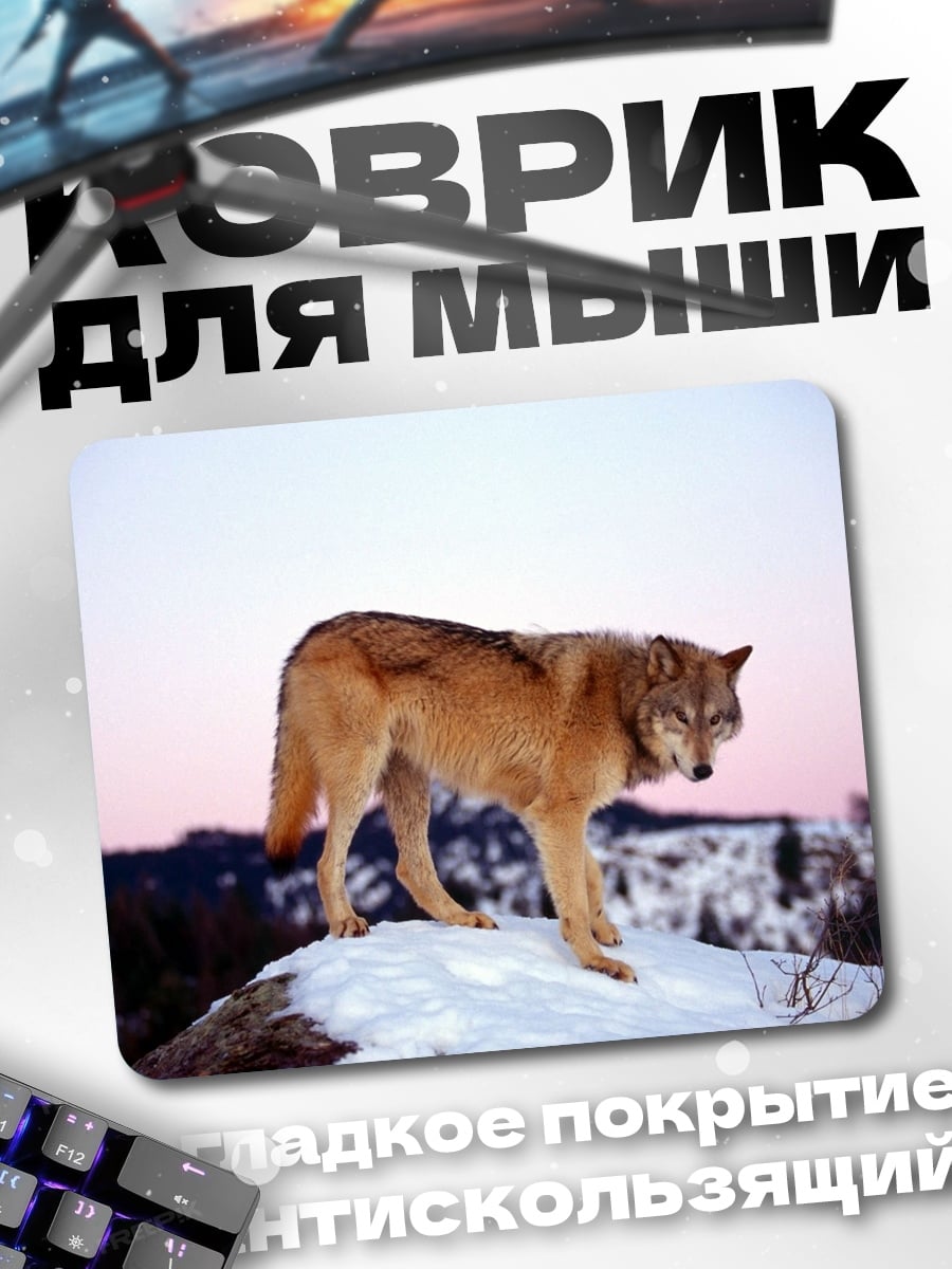 Коврик Волк на снегу