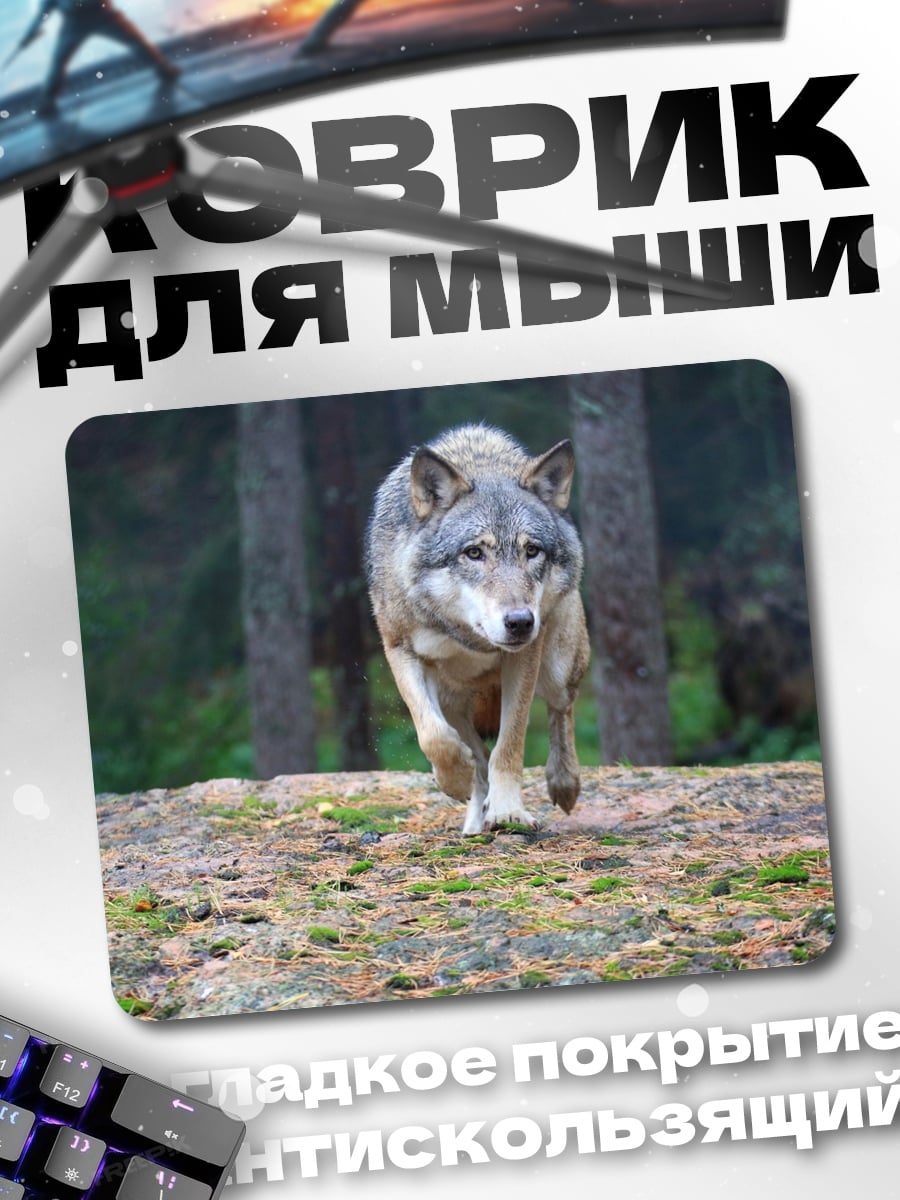 Коврик Волк в лесу