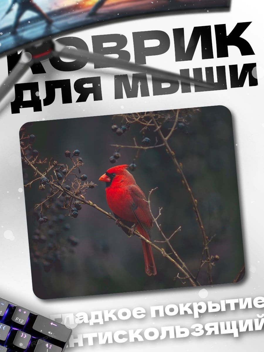 Коврик Красный кардинал птица