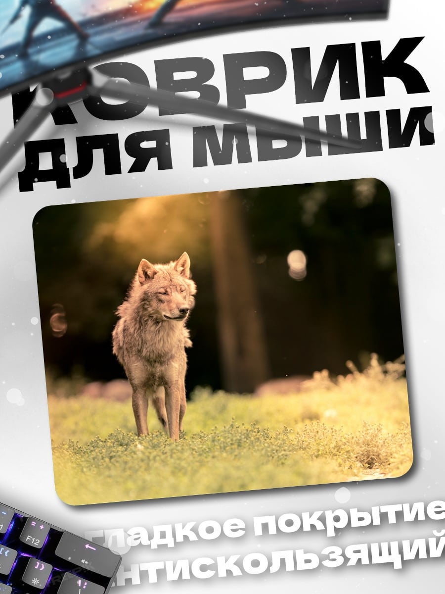 Коврик Волк в лесу