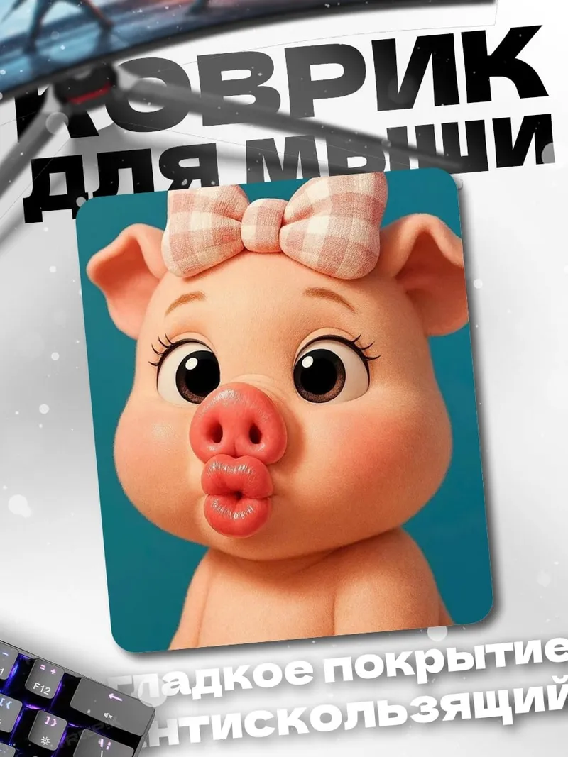 Коврик Свинка с бантиком