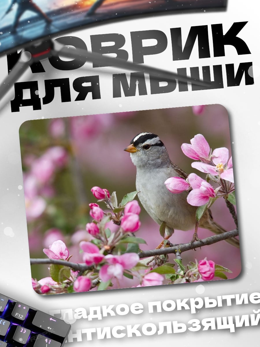 Коврик воробей на ветке