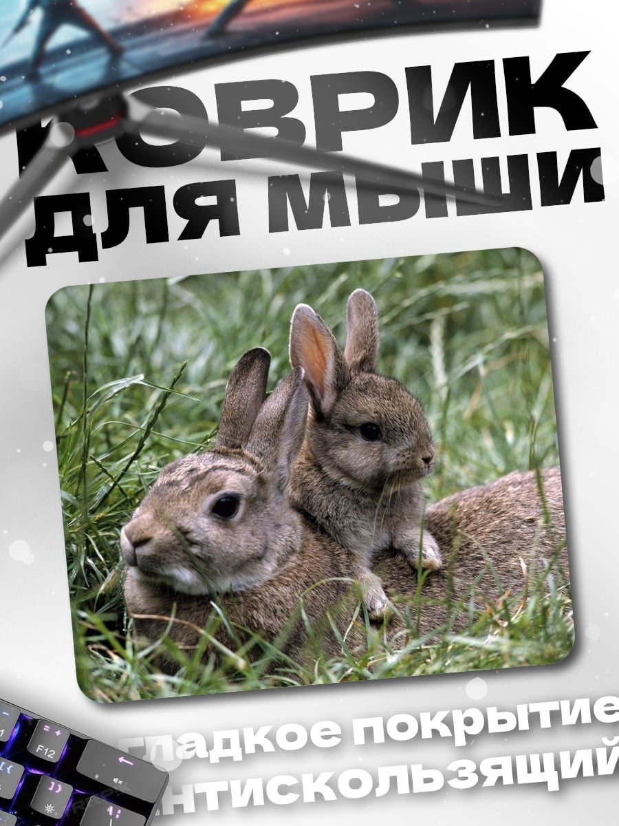 Коврик Два кролика трава