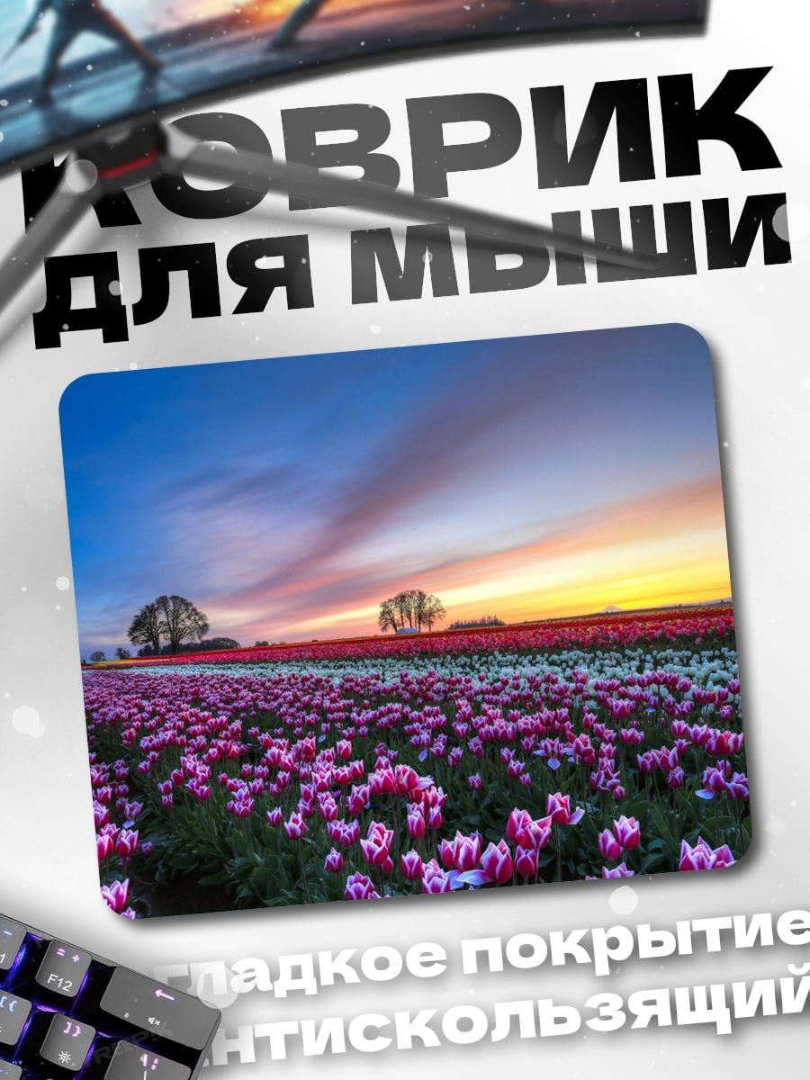 Коврик Поле тюльпанов закат