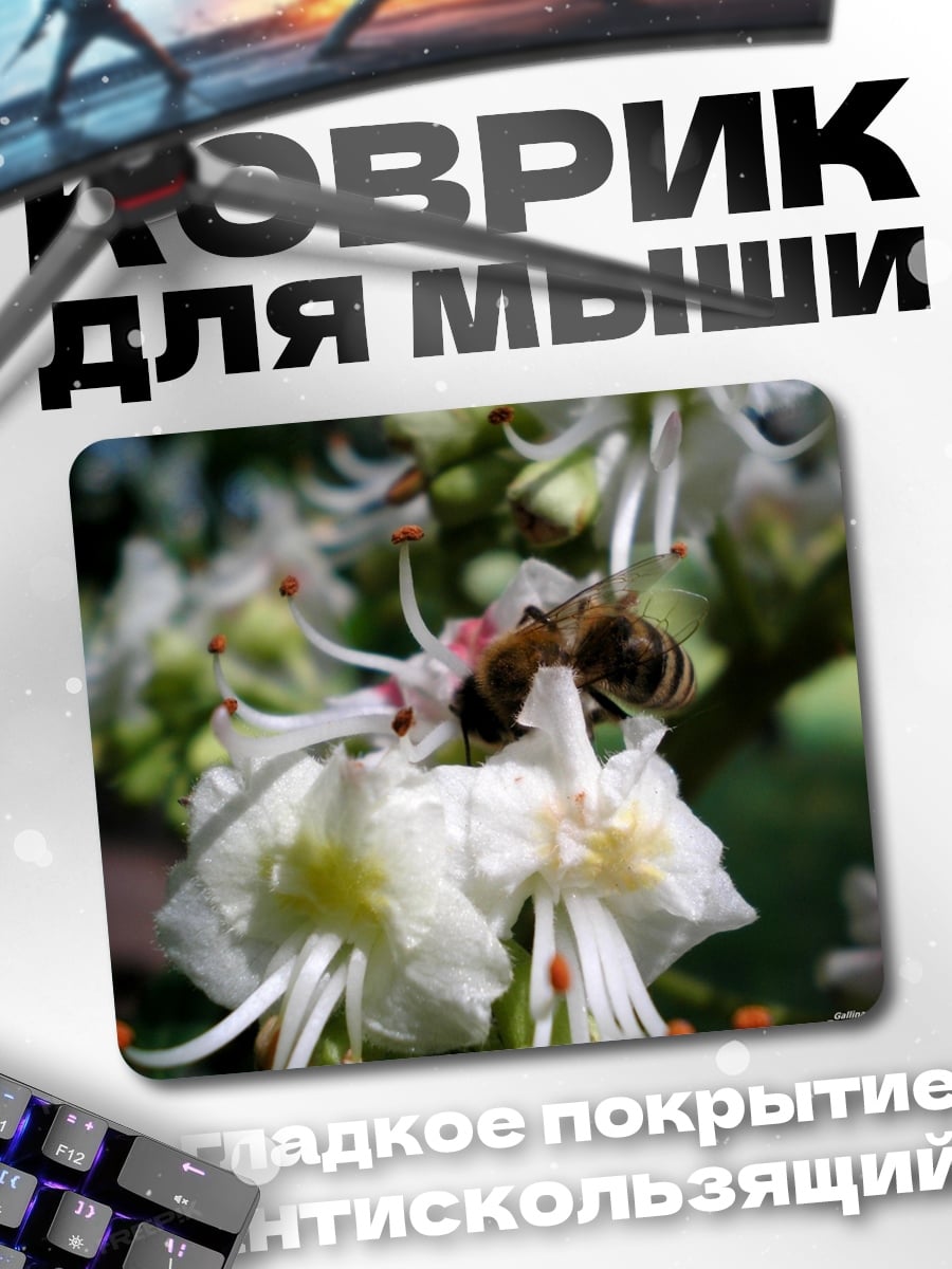 Коврик пчела на цветке