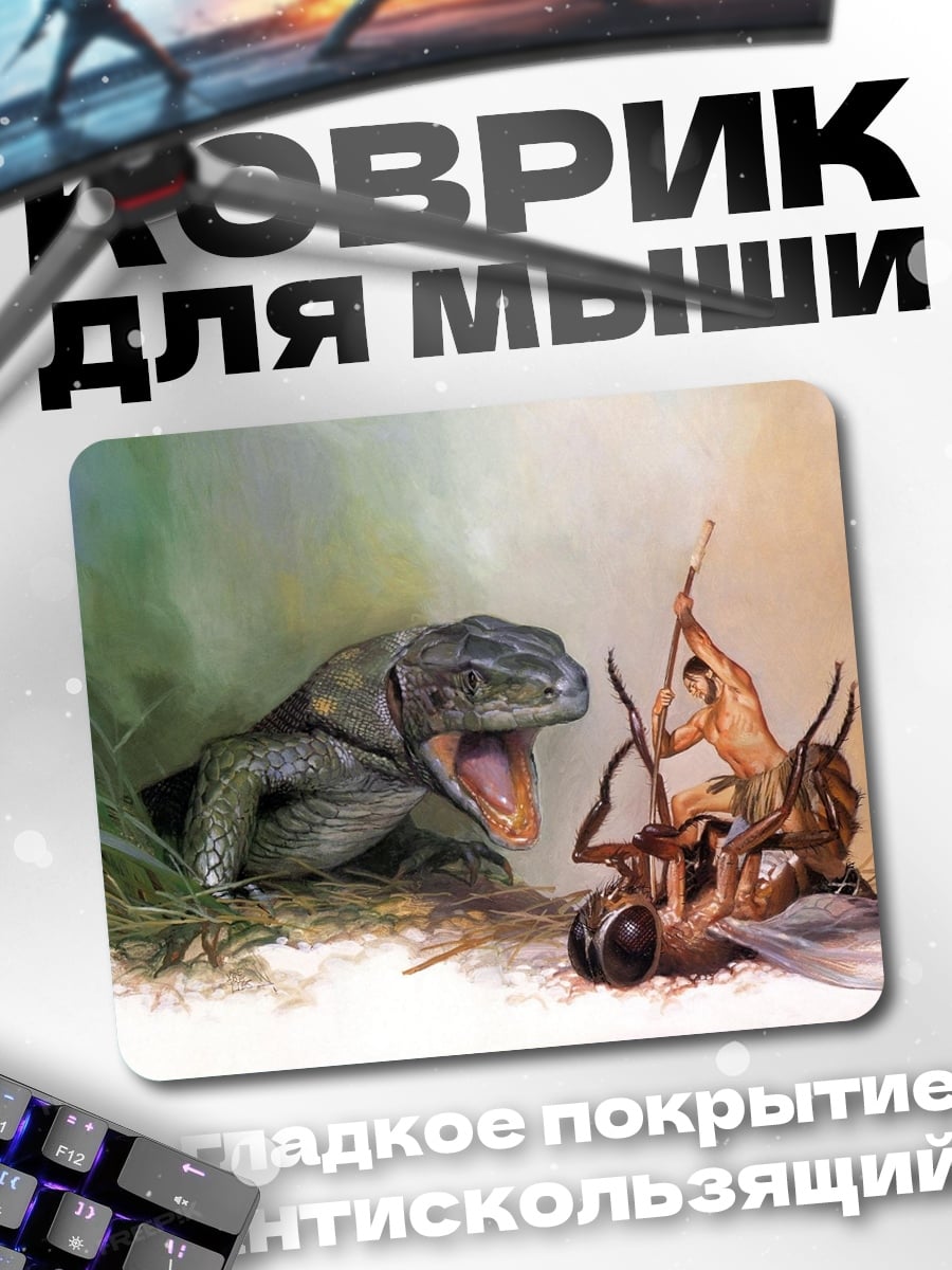 Коврик ящерица и муха