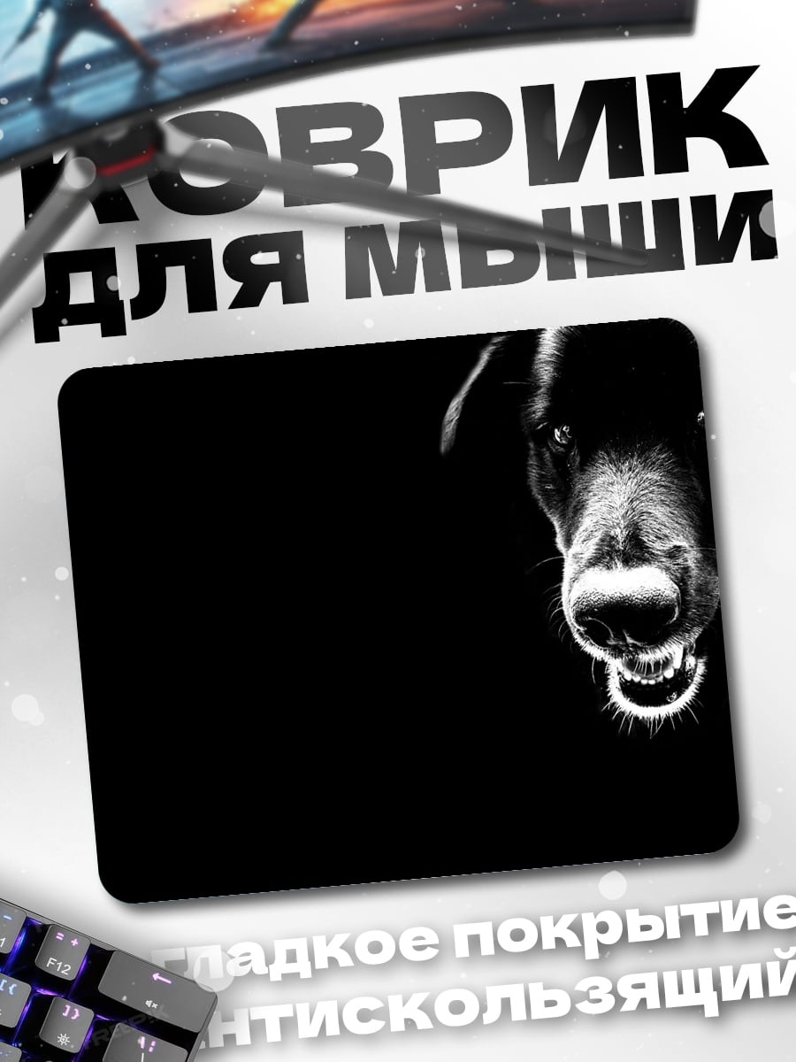Коврик чёрный пёс в темноте