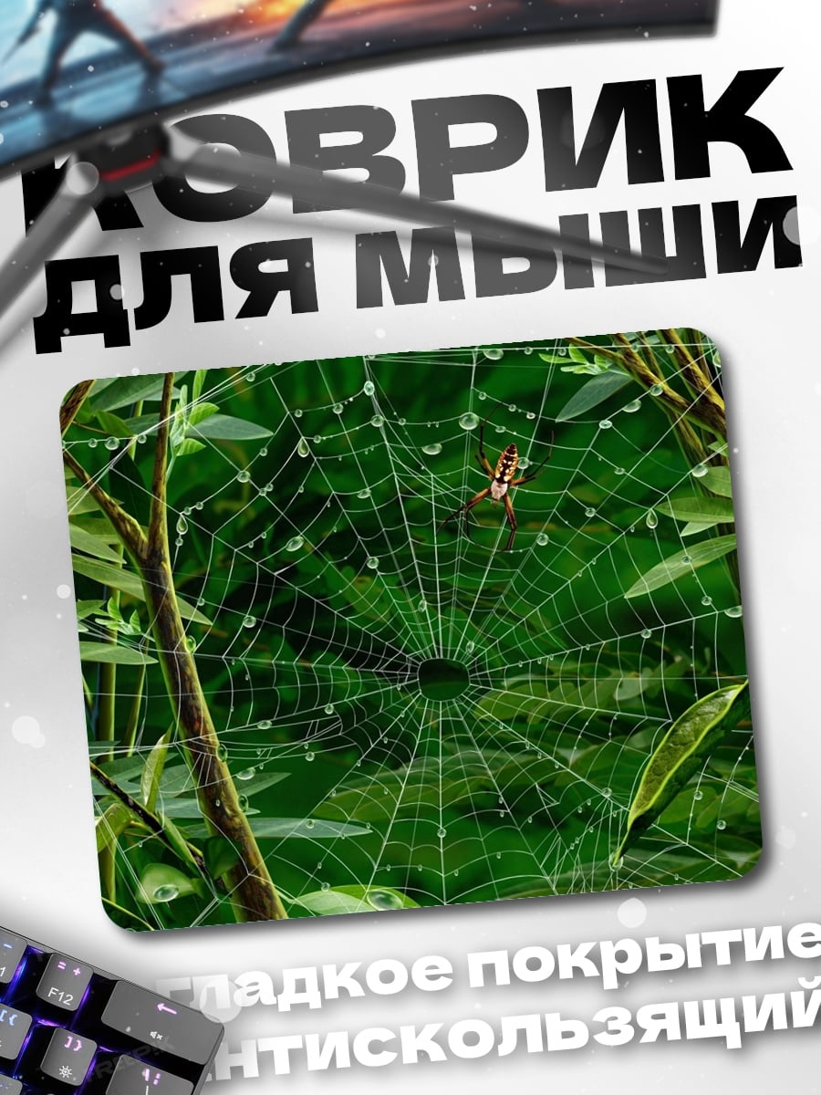 Коврик паутина с каплями