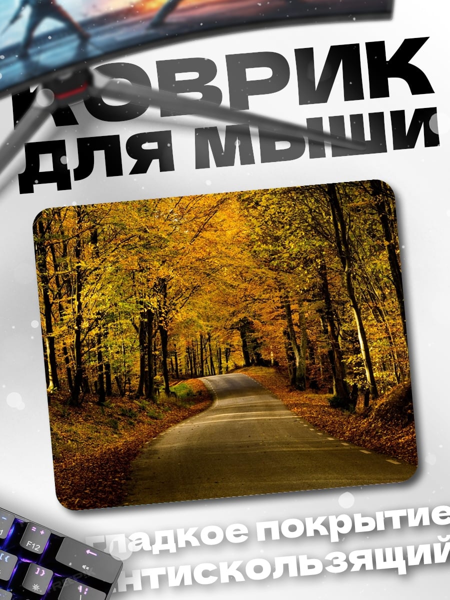 Коврик осенняя лесная дорога