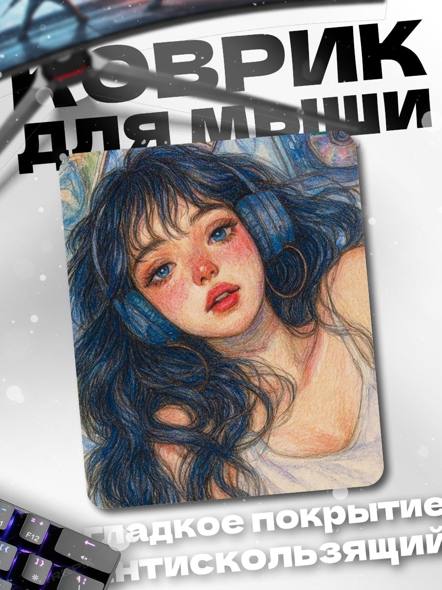 Коврик Девушка в наушниках