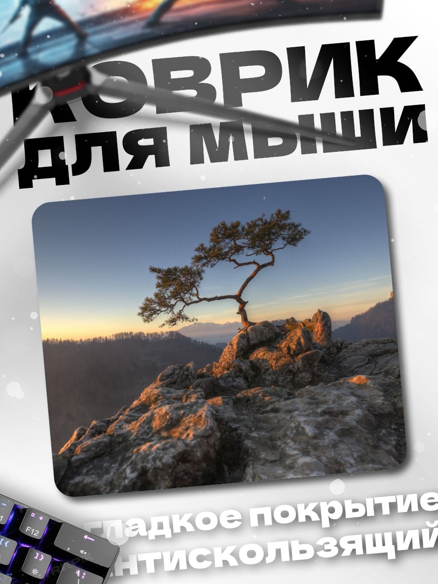 Коврик Одинокое дерево на скале