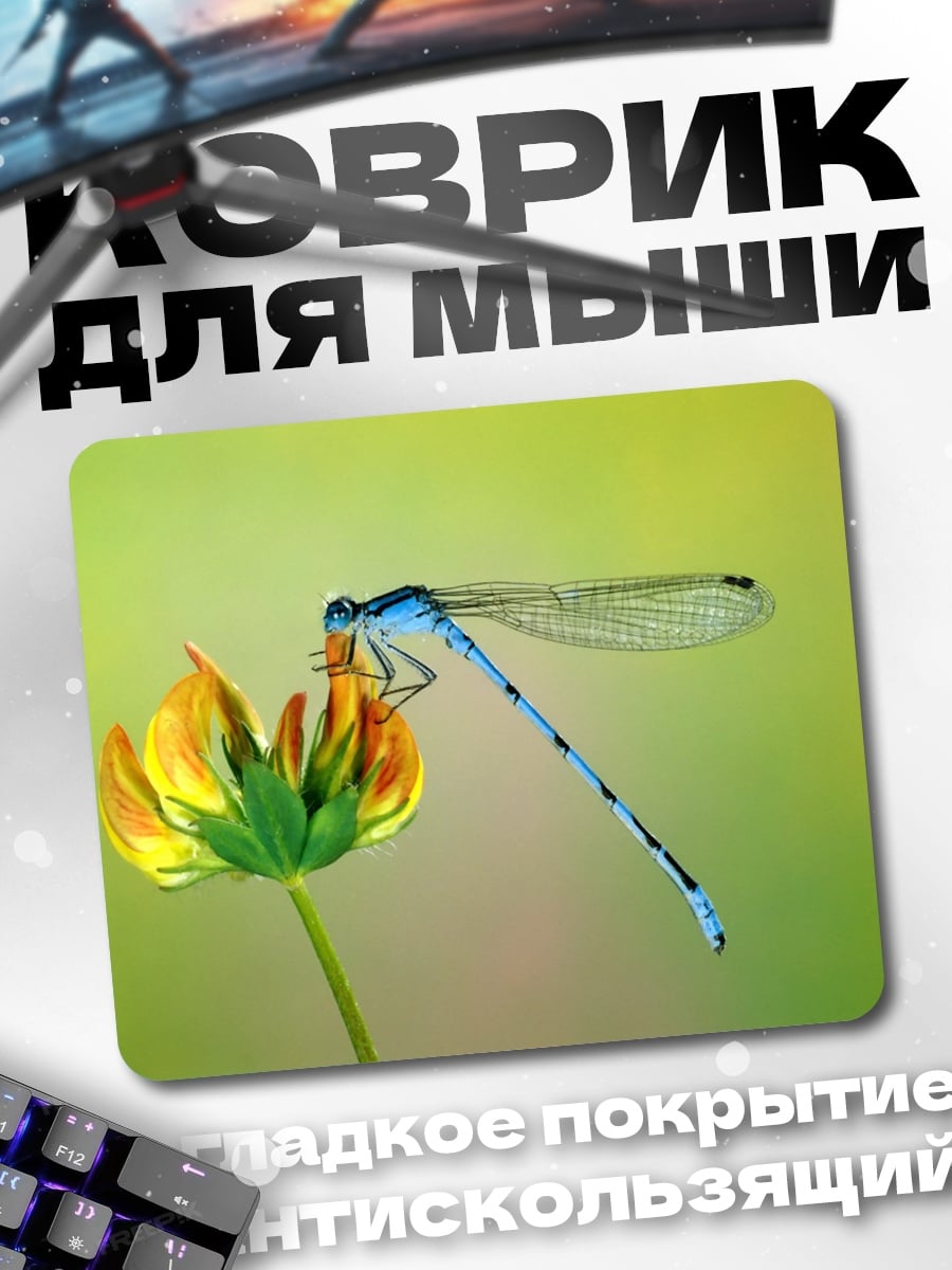 Коврик Стрекоза на цветке