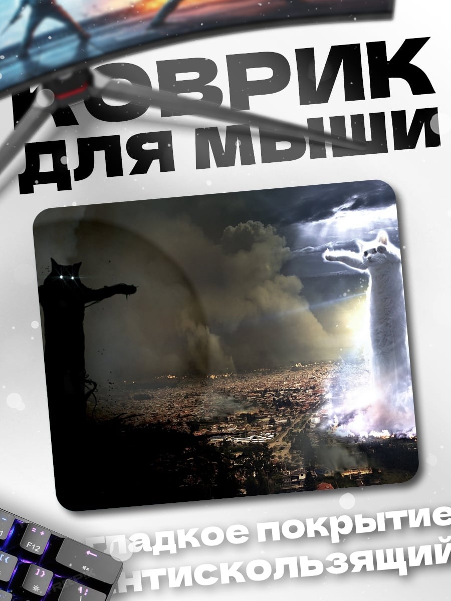 Коврик Черный и белый кот