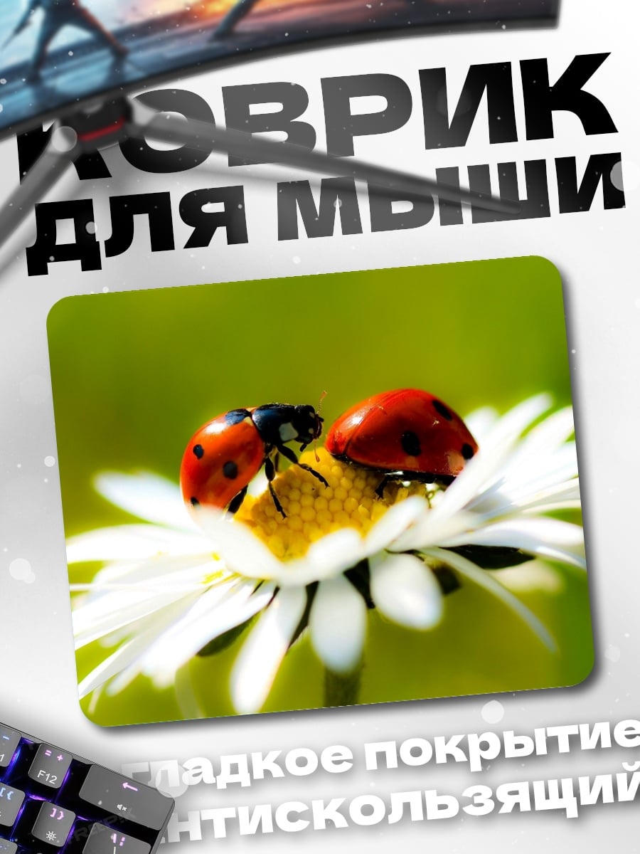Коврик Божьи коровки цветок
