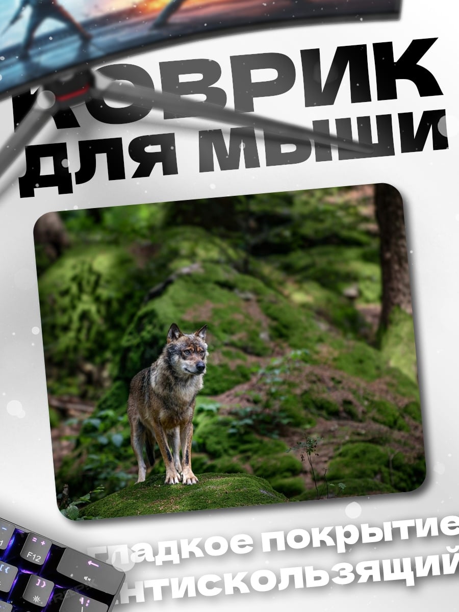 Коврик Волк в лесу