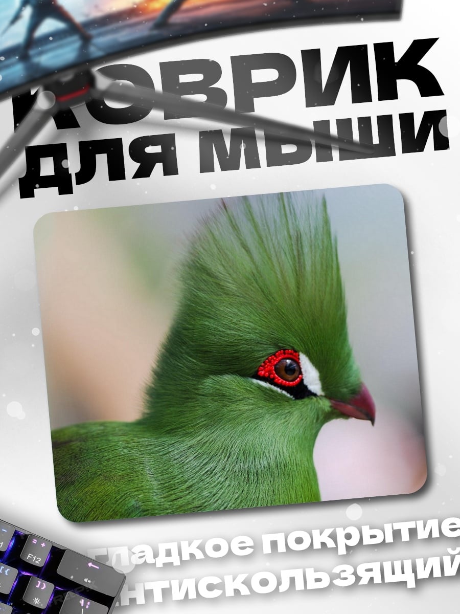 Коврик зеленая птица с гребнем