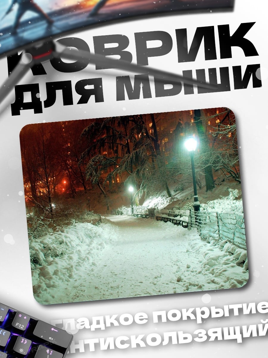 Коврик Зимний парк ночью