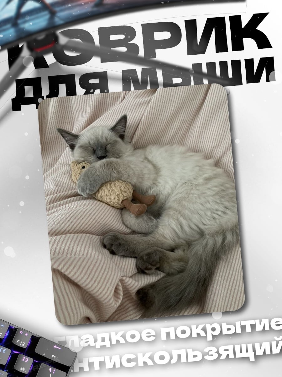 Коврик Спящий котенок на подушке