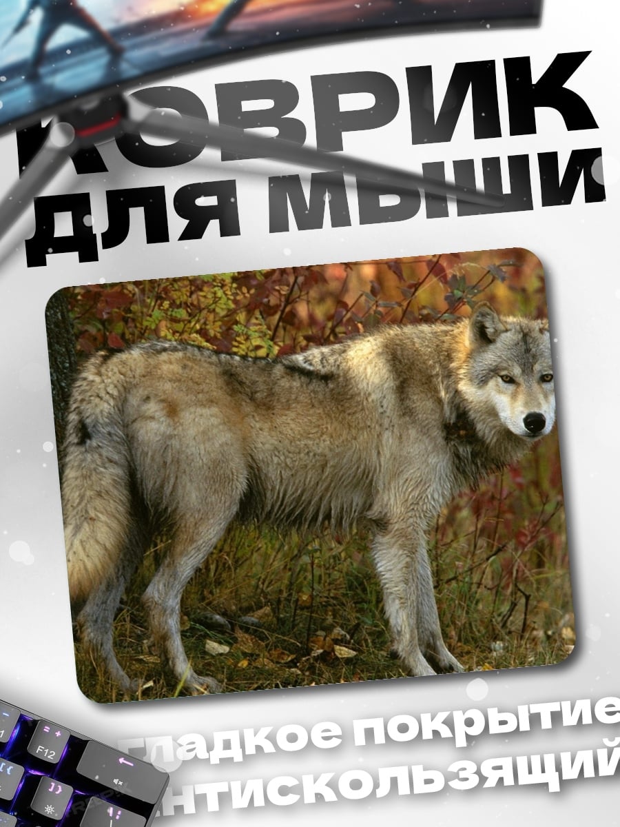 Коврик Волк в лесу