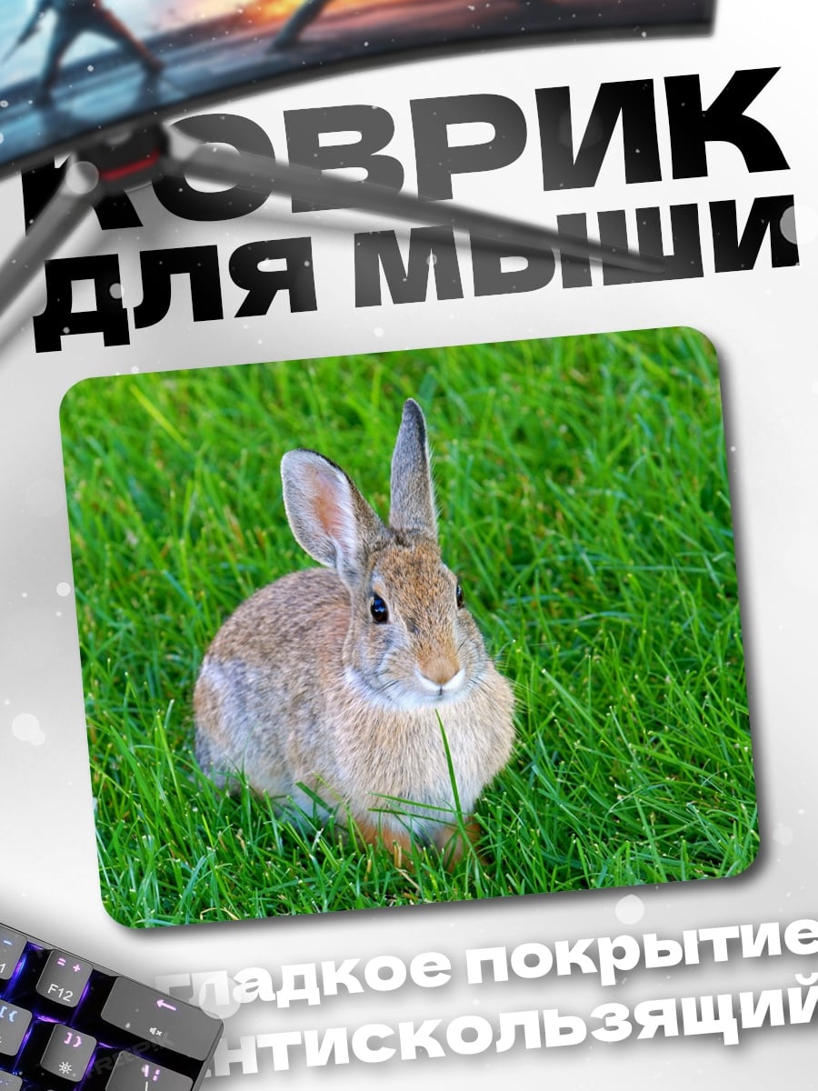 Коврик кролик на траве