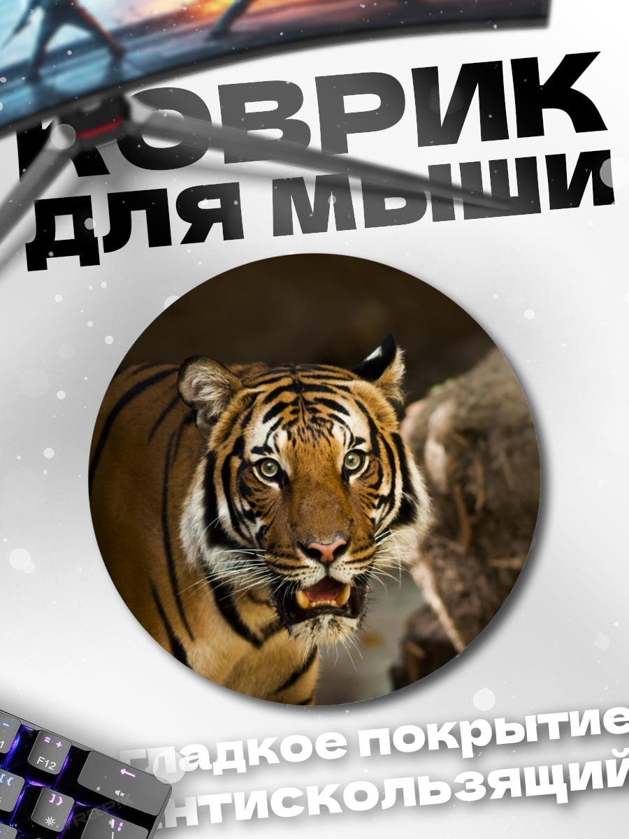 Коврик круглый Тигр смотрит