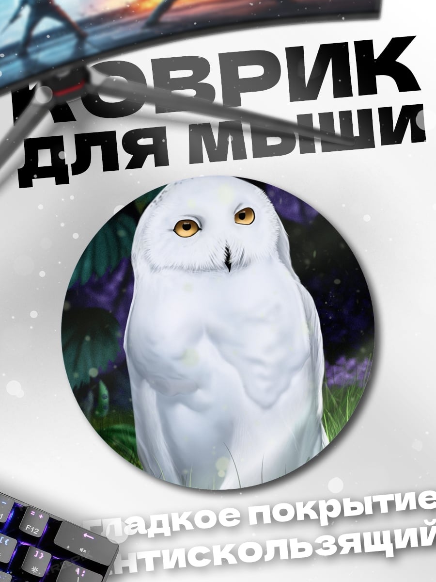 Коврик круглый Белая сова